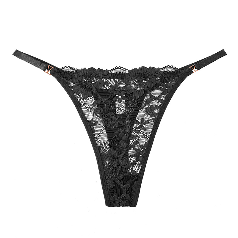 Europa y los Estados Unidos transfronterizos sexy de encaje transparente, cintura baja, cintura delgada, bordado puro, ropa interior de dama.
