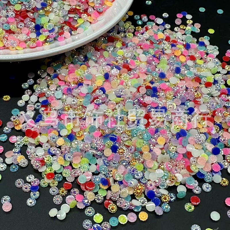 4mm flat sunflower resin drill nail drill color DIY gypsophila jelly drill shoe cap material mobile phone sticker