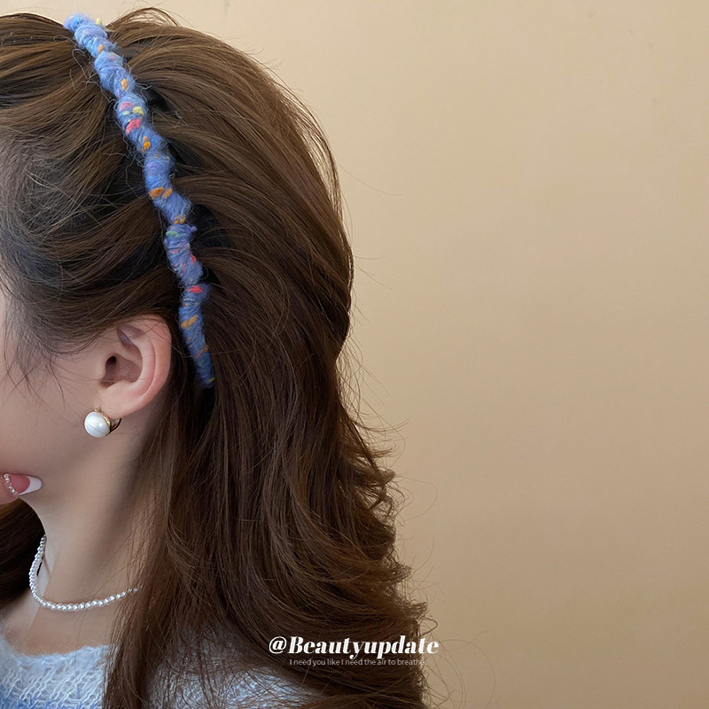 Nuevo producto de lana de color de doble uso, peine para el cabello ondulado, diadema de cara superior de cráneo alto, nueva moda, accesorios para el cabello suave para mujeres