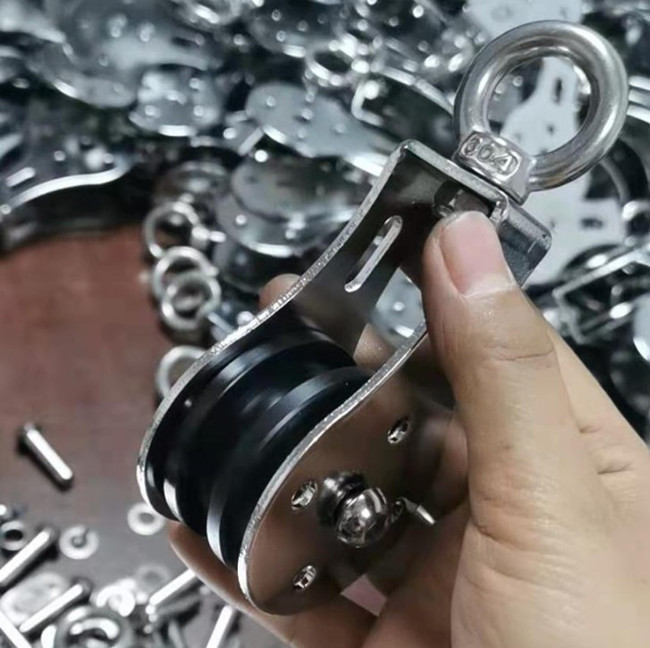 静音铝合金起重吊轮300KG牵引定滑轮53mm双轴承轮健身器材配件