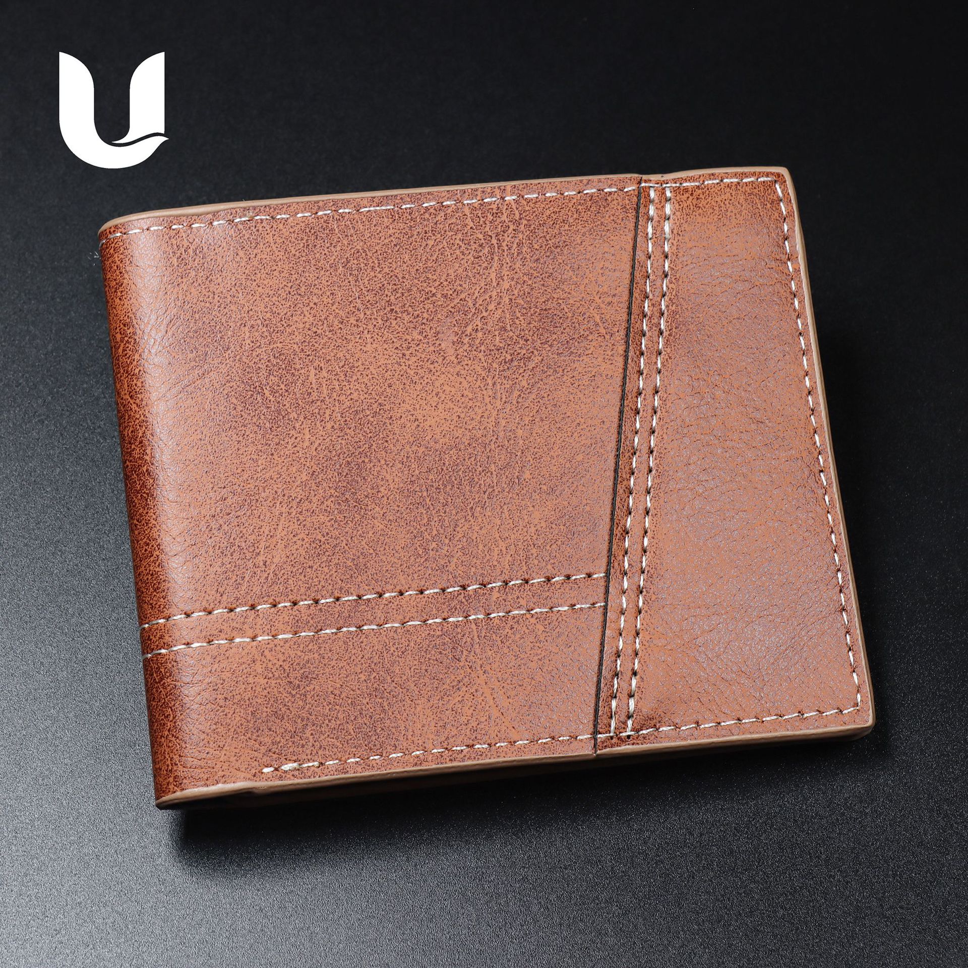 New men's wallet, a stylish and sophisticated short wallet with a retro design, featuring multiple card slots and a coin pocket