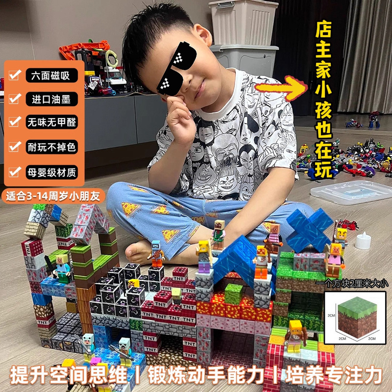 我的迷你世界磁吸方块磁力磁铁积木周边DIY男女孩益智玩具全套餐|undefined