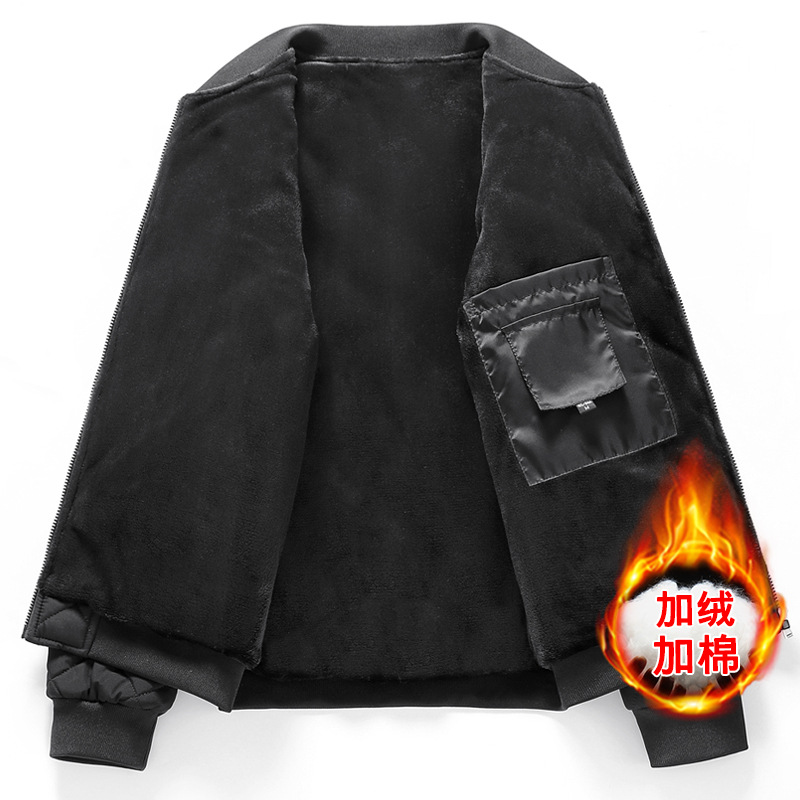 Transfronterizos de alta calidad de terciopelo de algodón cálido chaqueta de hombre cuello de béisbol de color sólido chaqueta grande suelta chaqueta de hombre