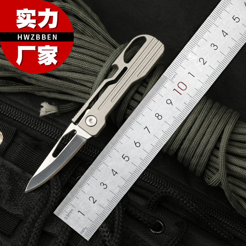 钛合金折叠刀迷你便携小刀D2钢户外战术刀防身刀户外刀具一件代发