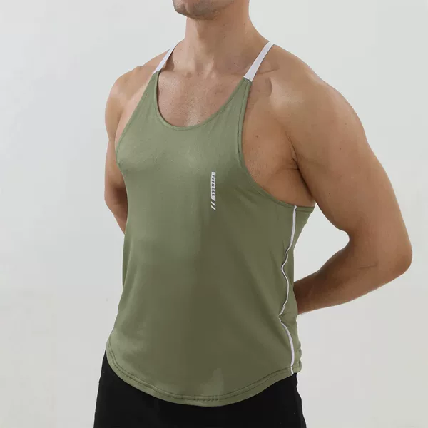 Men's Muscle Running Vest with Thin Shoulder Straps, Quick-Dry Top, Stretchy Sports Basketball Fitness Slim Fit Tank Top