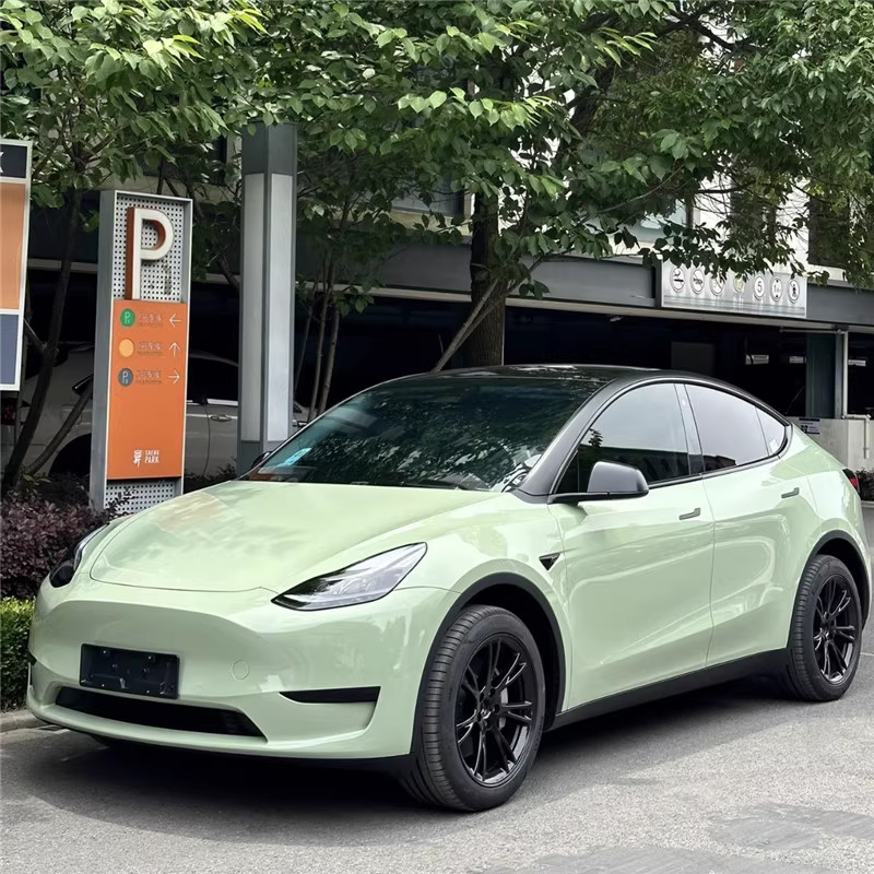 Avocado green car color change film, full-body glossy wrap, PET car film, one-piece drop shipping, scratch-resistant protective film