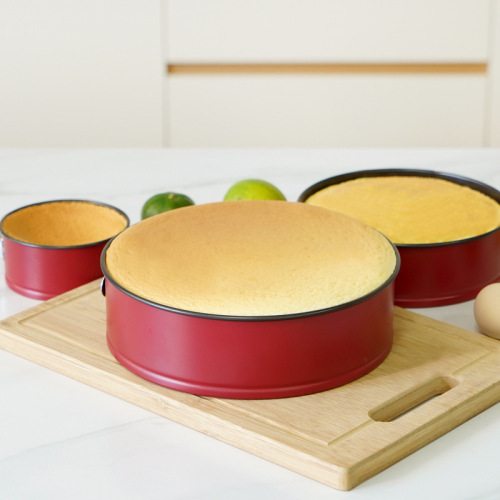 Red 10-inch live bottom lock plate round non-stick baking pan carbon steel cake mold household honeycomb carbon steel baking pan set