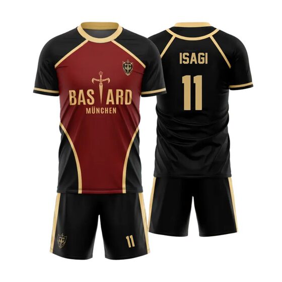 Jersey five-person pattern blue lock animation Munich men's short sleeve shorts suit factory direct foreign trade supply