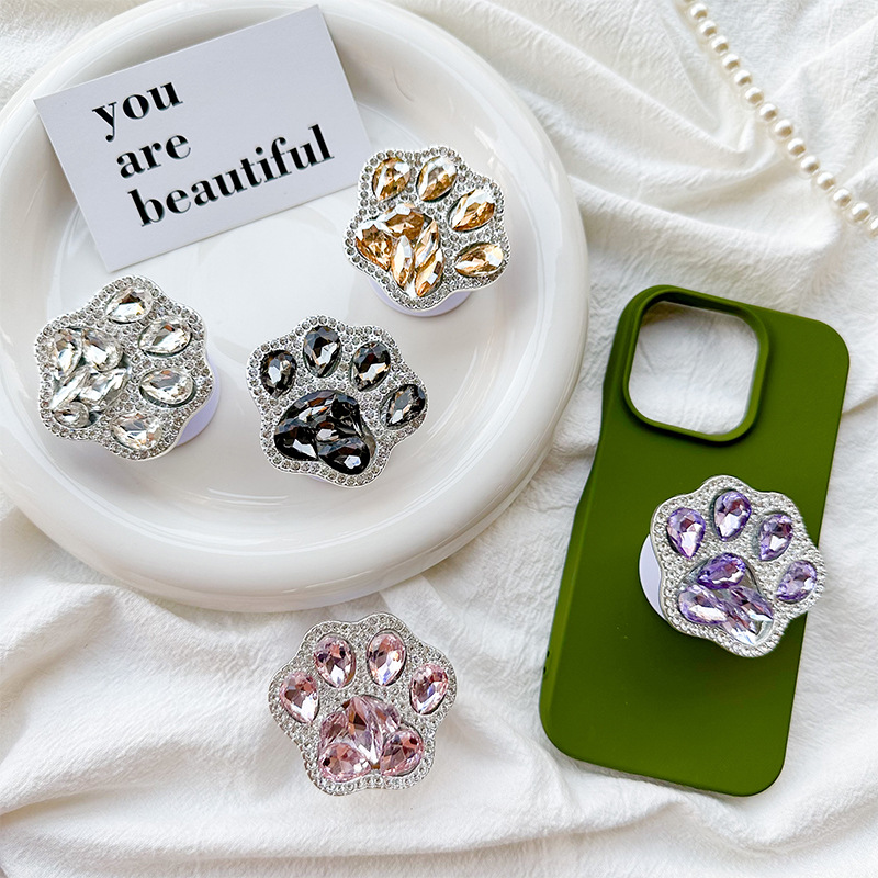 45g Weight Cute Paw Print Plastic Rhinestone Universal Phone Cases