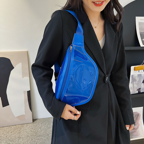  Summer New Fashion Korean Style Transparent Braided Bag Women's Crossbody Waist Bag Trendy Transparent PVC Jelly Casual Bag