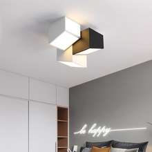 设计师几何方块2022年新款极简轻奢主卧房间灯创意黑白卧室吸顶灯