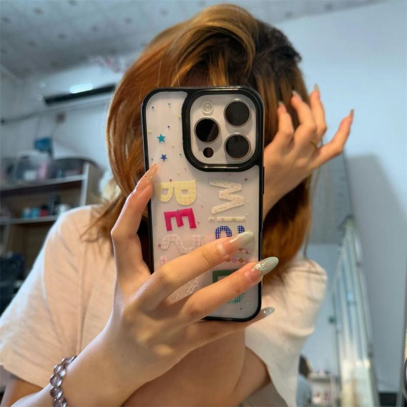 创意星星英文适用苹果16promax手机壳亚克力iphone15透明保护套14|undefined