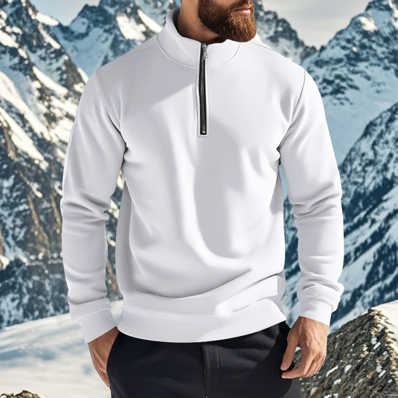 Sweatshirt homme en molleton avec col zippé hiver automne_voghion.com