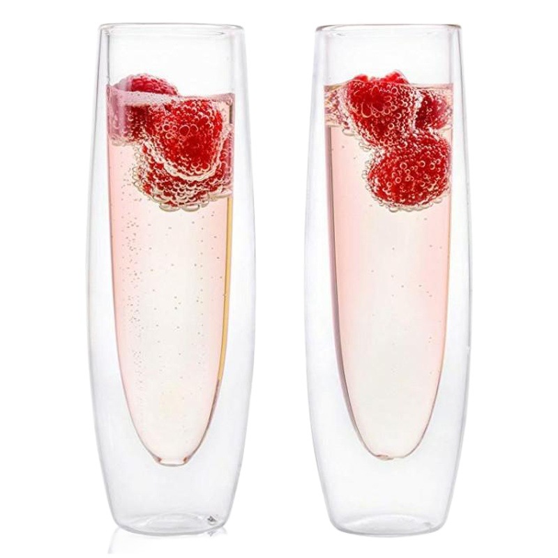 De doble capa de vidrio de doble capa de aislamiento Taza de café de doble capa Copa de champán