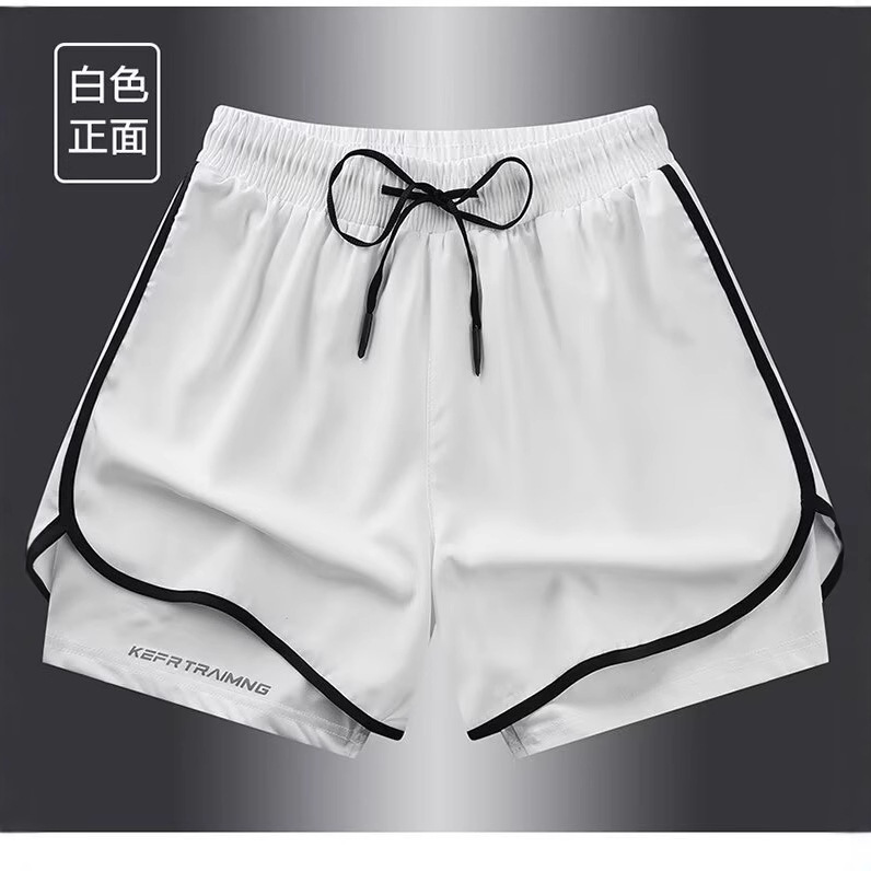Men's Beach Shorts Ice Silk Sports Shorts Summer Thin Slim Solid Color Versatile Fitness Running Training Shorts