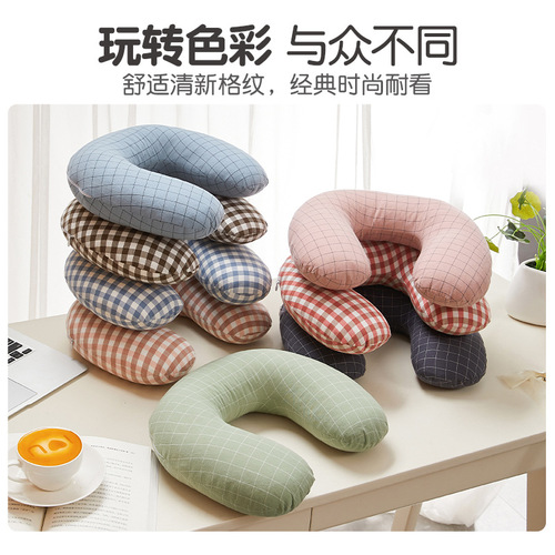 Wholesale buckwheat neck pillow U-shaped airplane travel portable pillow neck pillow office nap U-shaped hard pillow