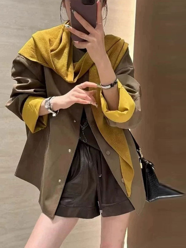 高端欧货慵懒风披肩风衣女2025年秋季新款显瘦百搭休闲中长款外套|undefined