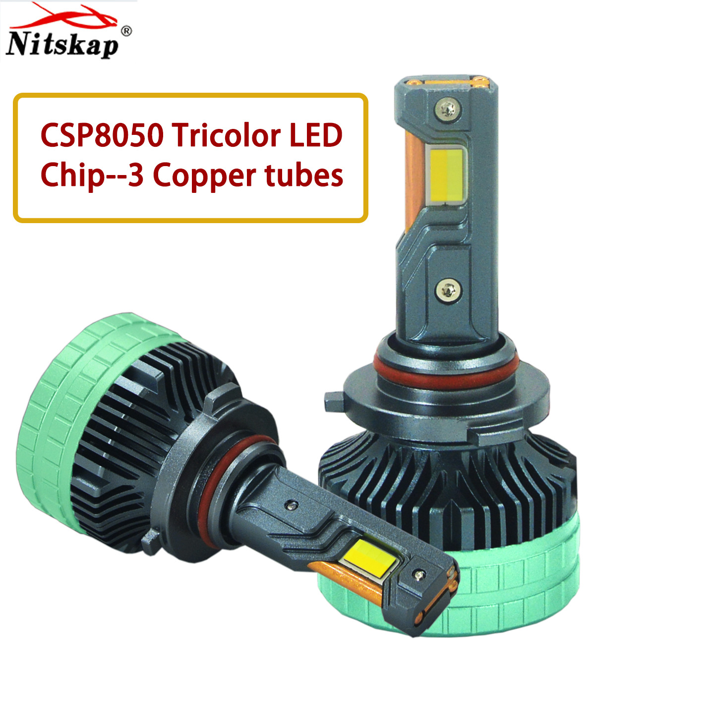 Faros LED de coche de control remoto inteligente de tres colores de tubo de cobre transfronterizo H7H4H1190059012 faros de coche con flash