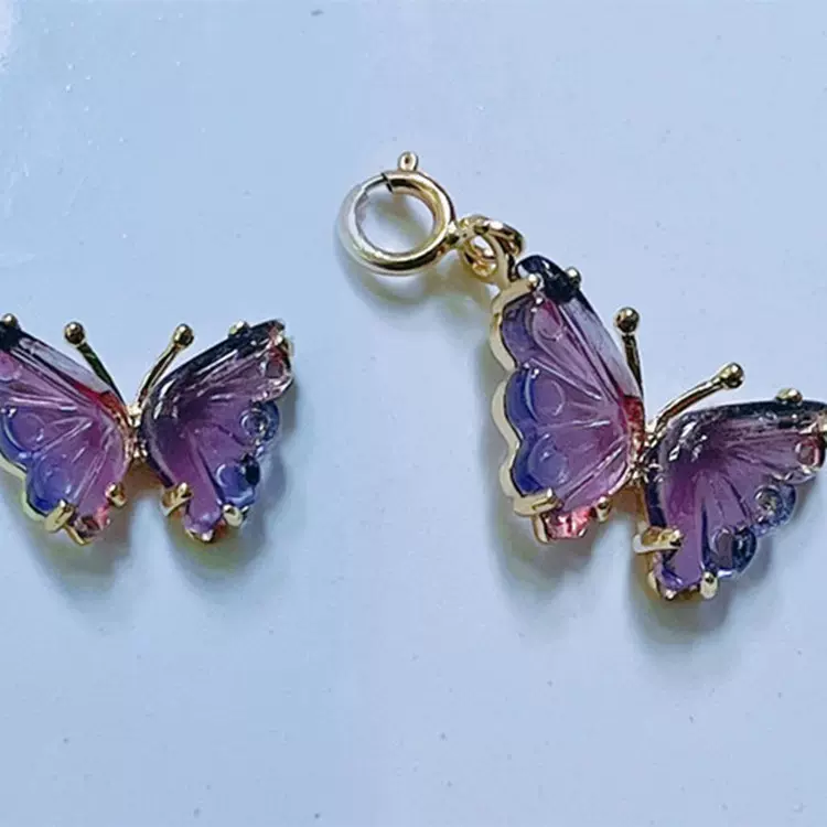 四宝珠宝批发925银精镶天然碧玺高级爱心配珠配饰手工DIY吊坠