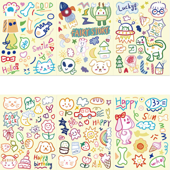 8 Cartoon Graffiti Collage Decorative DIY Mobile Phone Case Flat Skateboard Waterproof Original No Infringement PVC Stickers