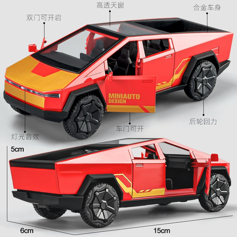 Tesla, реалистичная внедорожная игрушка с подсветкой, модель автомобиля, минифигура, масштаб 1:32