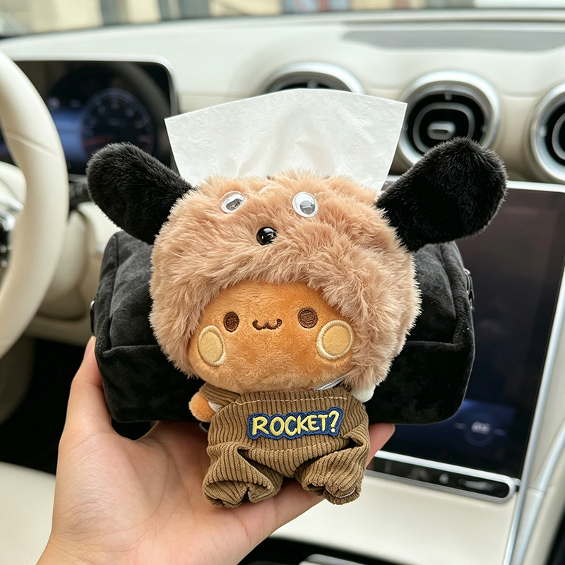Cute Plush Car Tissue Box, Car Armrest Box, Cartoon Animal-Shaped Tissue Box, Car Interior Decoration Supplies