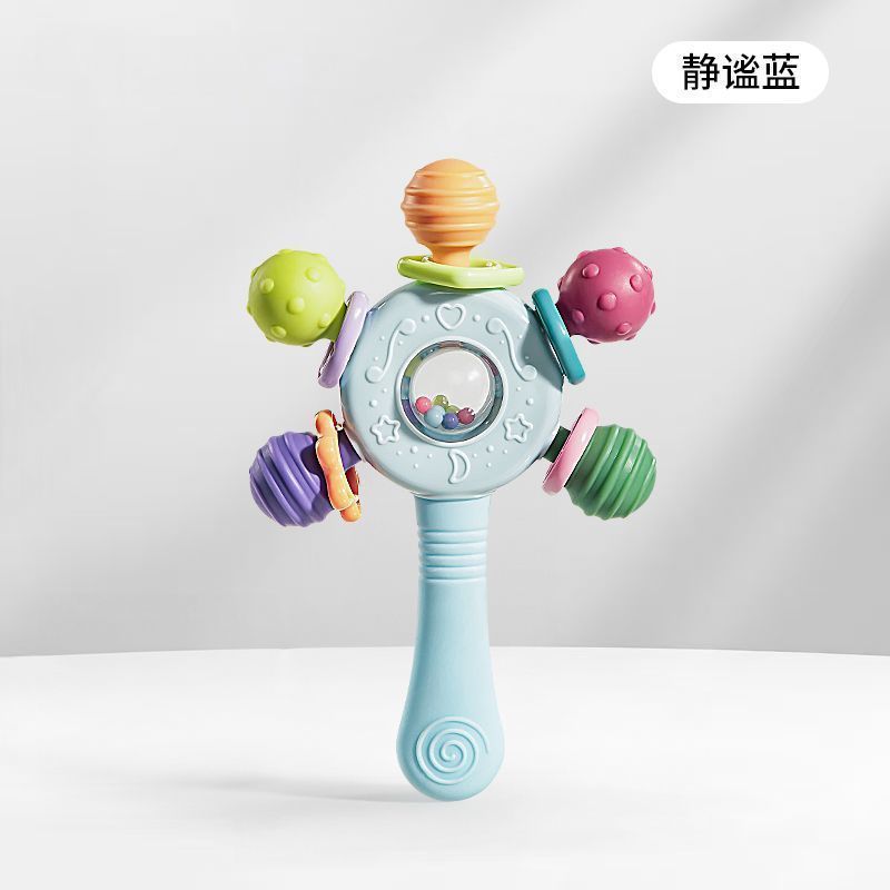 手摇铃玩具0-1岁曼哈顿手抓球水煮牙胶磨牙棒婴幼儿抓握训练3-6月|undefined