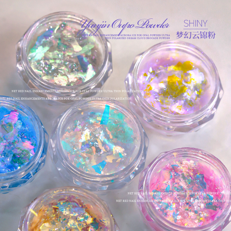 2025 New Nail Art Sequin Internet Celebrity Dream Brocade Powder Super Fairy Aurora Opal Powder Polarized Symphony Edelweiss Glitter Powder