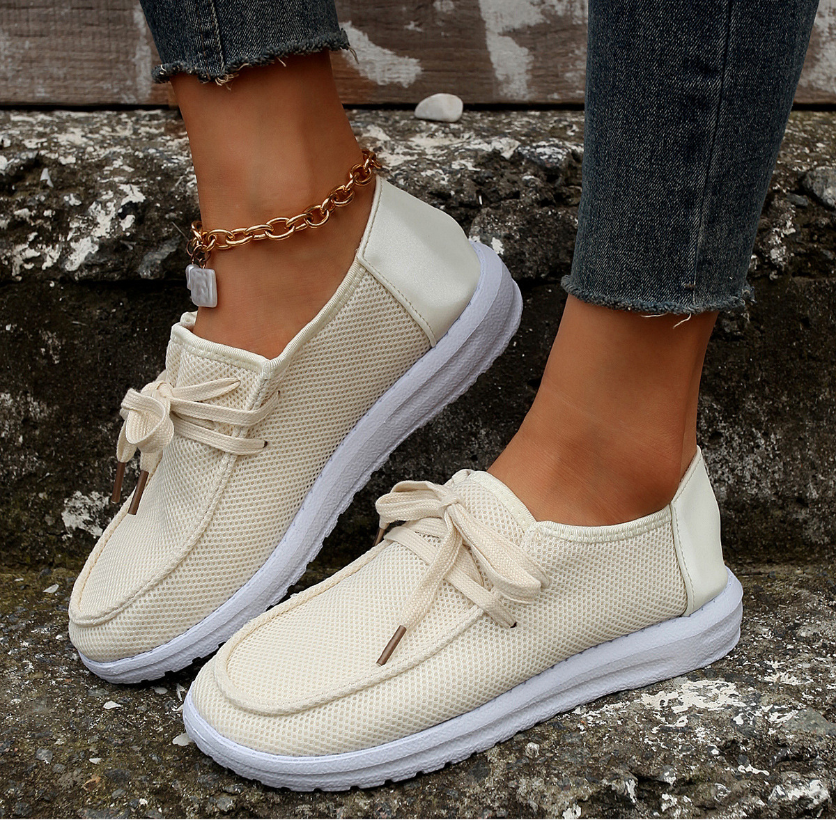 Women's Shoes large size color matching low top shoes flat round head graffiti canvas breathable sneakers _voghion.com