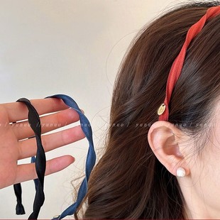 Korean Style Spiral Thin Edge Hair Hoop Women's 2025 New High-grade Pressure Sensitive Hair Shampoo Hair Hoop Spring and Summer Outgoing Hair Pin Headwear