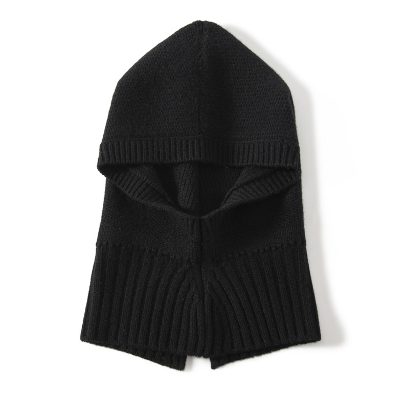 Multifunctional cable-knit thickened cashmere hat and neck warmer combo for women, autumn warm knitted solid color neck protector