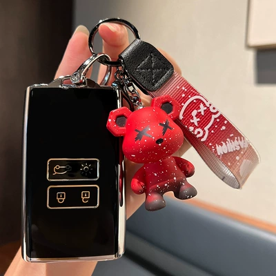 Dongfeng leinu Corega car Car key bag - renault-b-smart-4-key-single-shell-black-red-violence-bear-pendant
