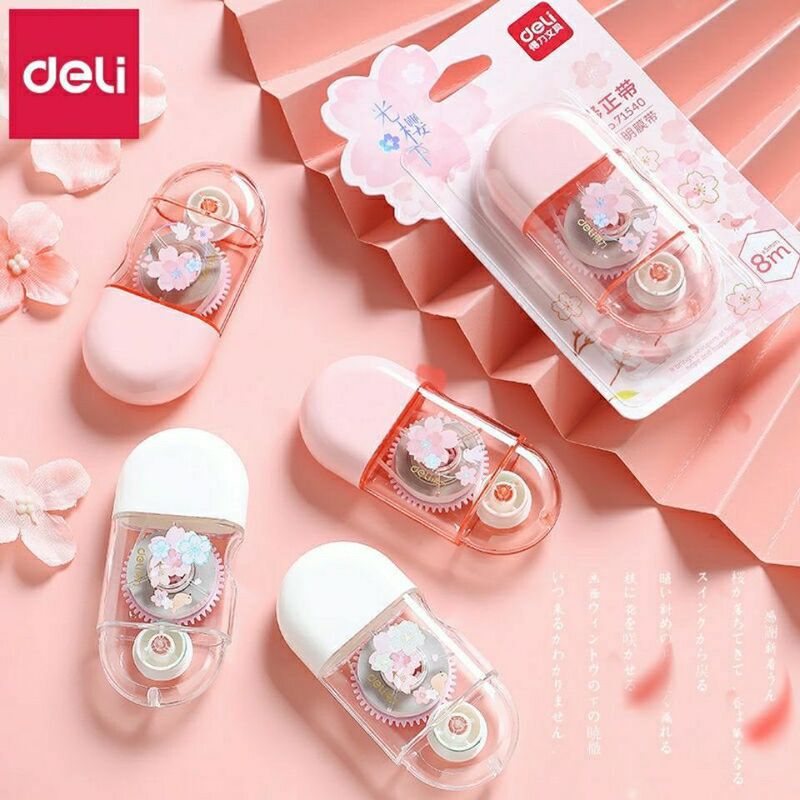 デリ 71540 修正テープ 桜 かわいい 女の子 ポータブル フレッシュ修正テープ 学生用 大容量修正液|undefined