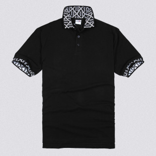 Foreign Trade Export Black Trendyy Summer Polo Shirt Sportswear Short-Sleeved T-Shirt Logo Restaurant Hotel Work Clothes