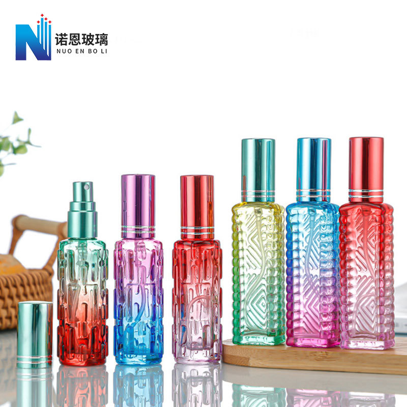 渐变香水瓶彩色玻璃按压式喷雾瓶旅行便携精油香水分装小样瓶批发