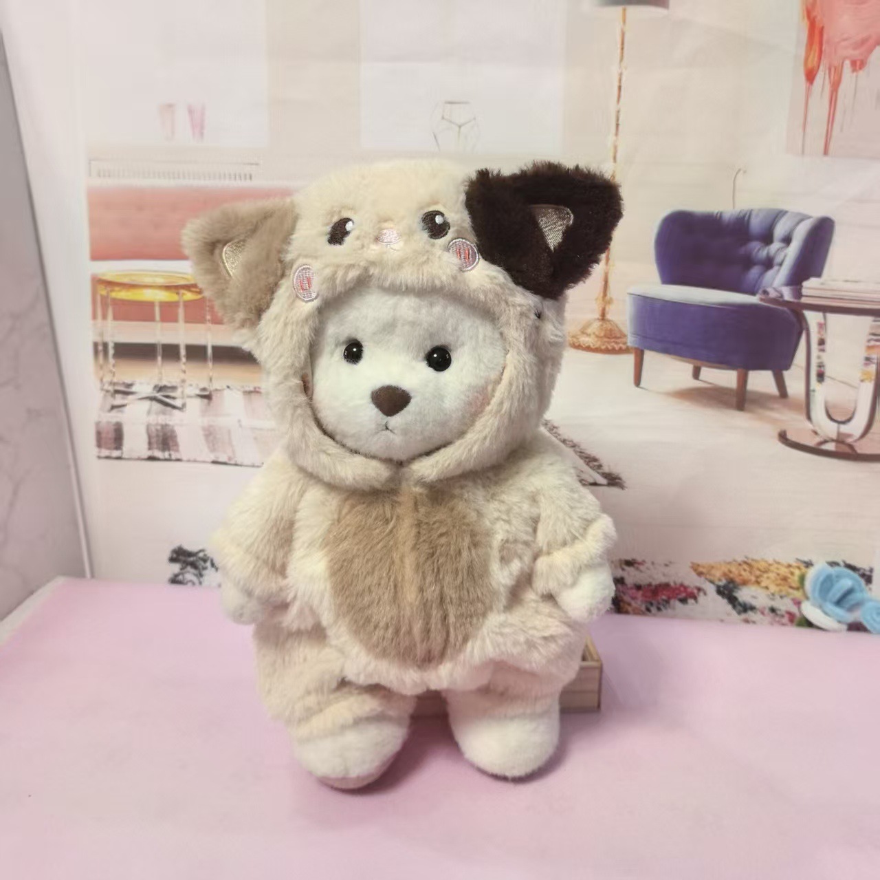 Macacão bege para cachorro / Fantasia de Urso Lena 30CM