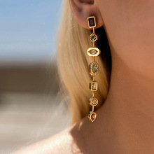 希朗跨境高级感耳环长款镶锆石气质百搭款耳饰流苏设计轻奢风首饰