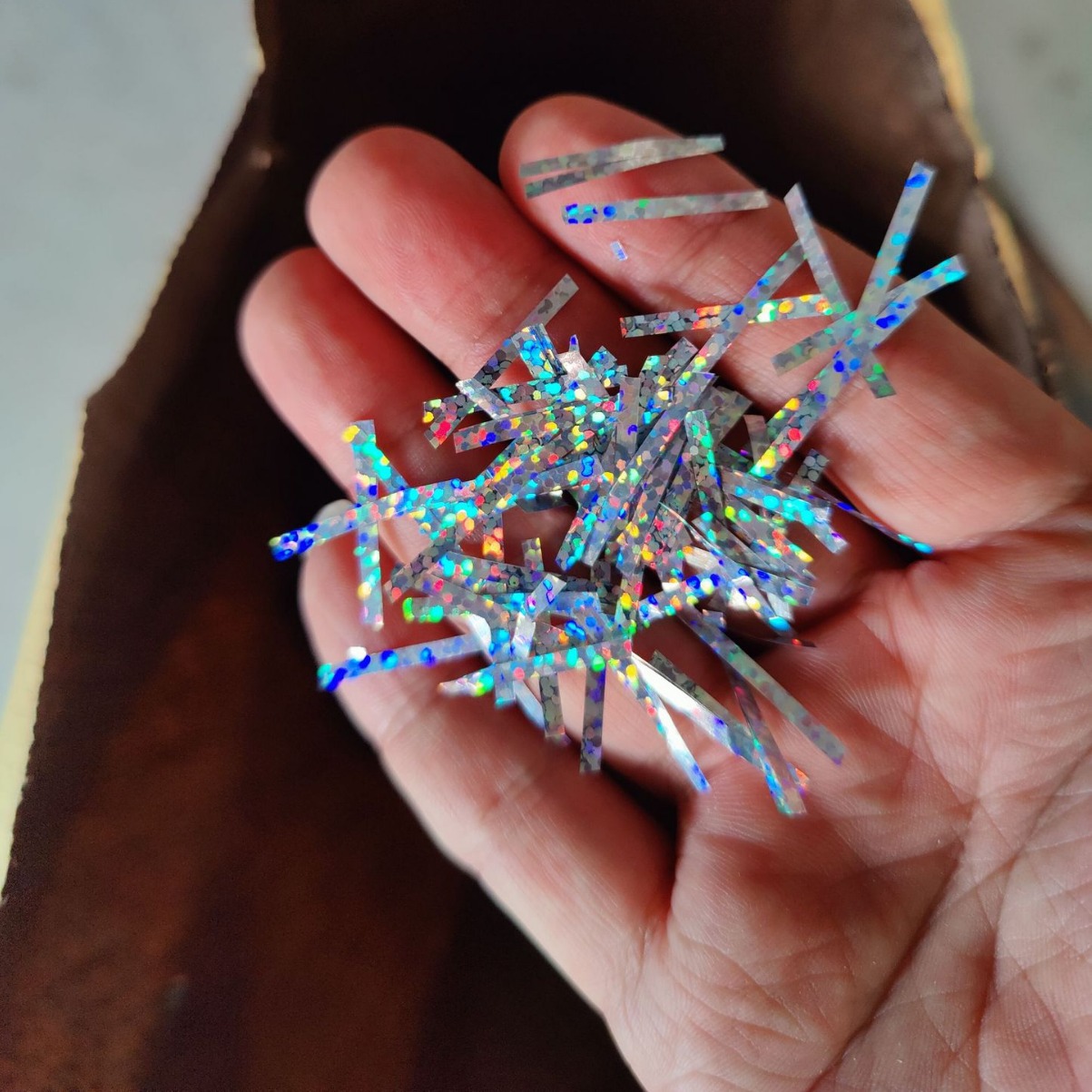 扁线黄光青光金箔纸片银色铝箔丝玫瑰金色金丝深蓝光亮纸膜剪碎片