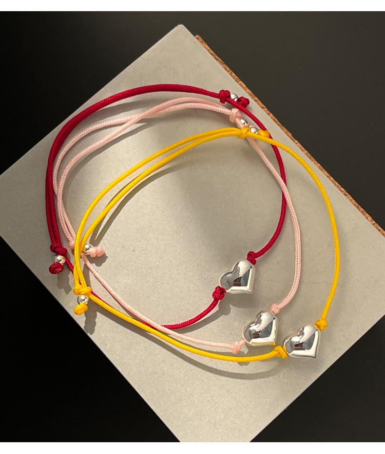 Style Simple Forme De Cœur Argent Sterling Corde Bracelets display picture 2