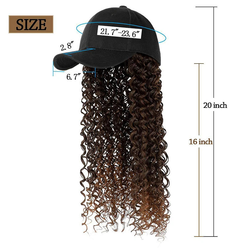 Perucas de comercio exterior, pelo largo rizado africano, sombrero de béisbol negro, pelo integral, espuma, rollo pequeño, falso natural, inventario
