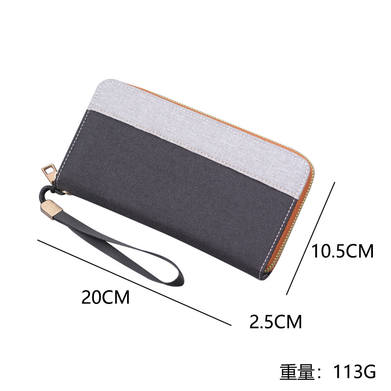 Bolso de mano de hombre, lona, bolso de pulsera de hombre, nuevo bolso de mano, correa de pulsera, bolso de teléfono móvil de hombre, bolso de cremallera larga de hombre