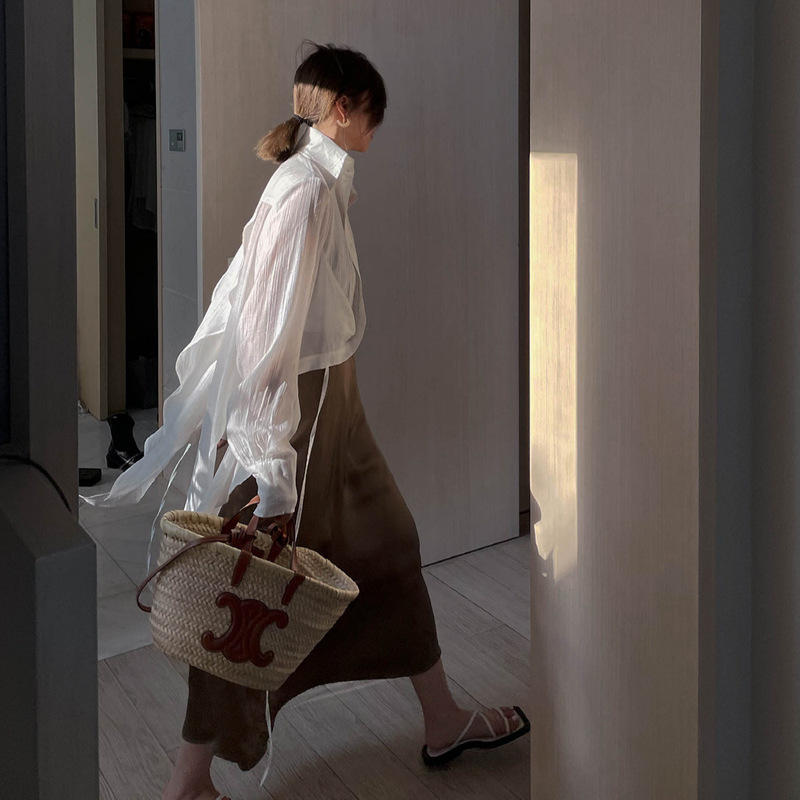 The Fairy-Like Vibe Radiates from the Screen: Irregular Designer Sun-Protective Shirt for Women, Summer White Blouse Top