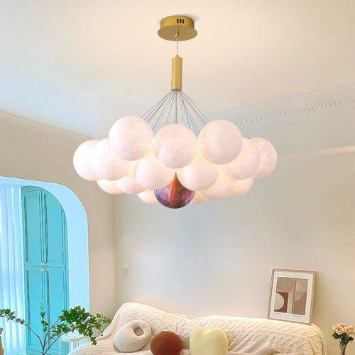 Modern simple cream style chandelier living room lamp internet celebrity restaurant lamp  new designer bedroom spherical lamp