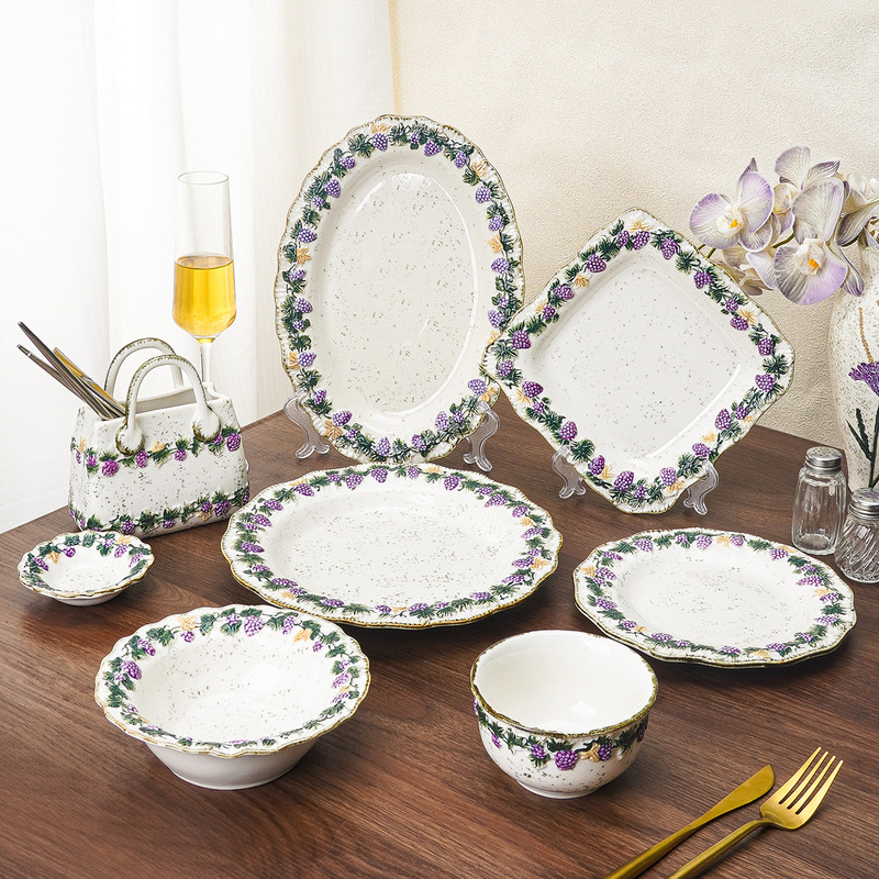 Williamwilde Midsummer Dream Household Ceramic Tableware Set Exquisite Retro High-End Rice Bowls and Plates Williamwilde Midsummer Dream Household Ceramic Tableware Set Exquisite Retro High-End Rice Bowls and Plates