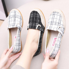 2024 Spring and Autumn New and Old Beijing Cloth Shoes Women's Non-Slip Tendon Sole Shoes Comfortable Soft Sole One-Step Linen Casual Shoes