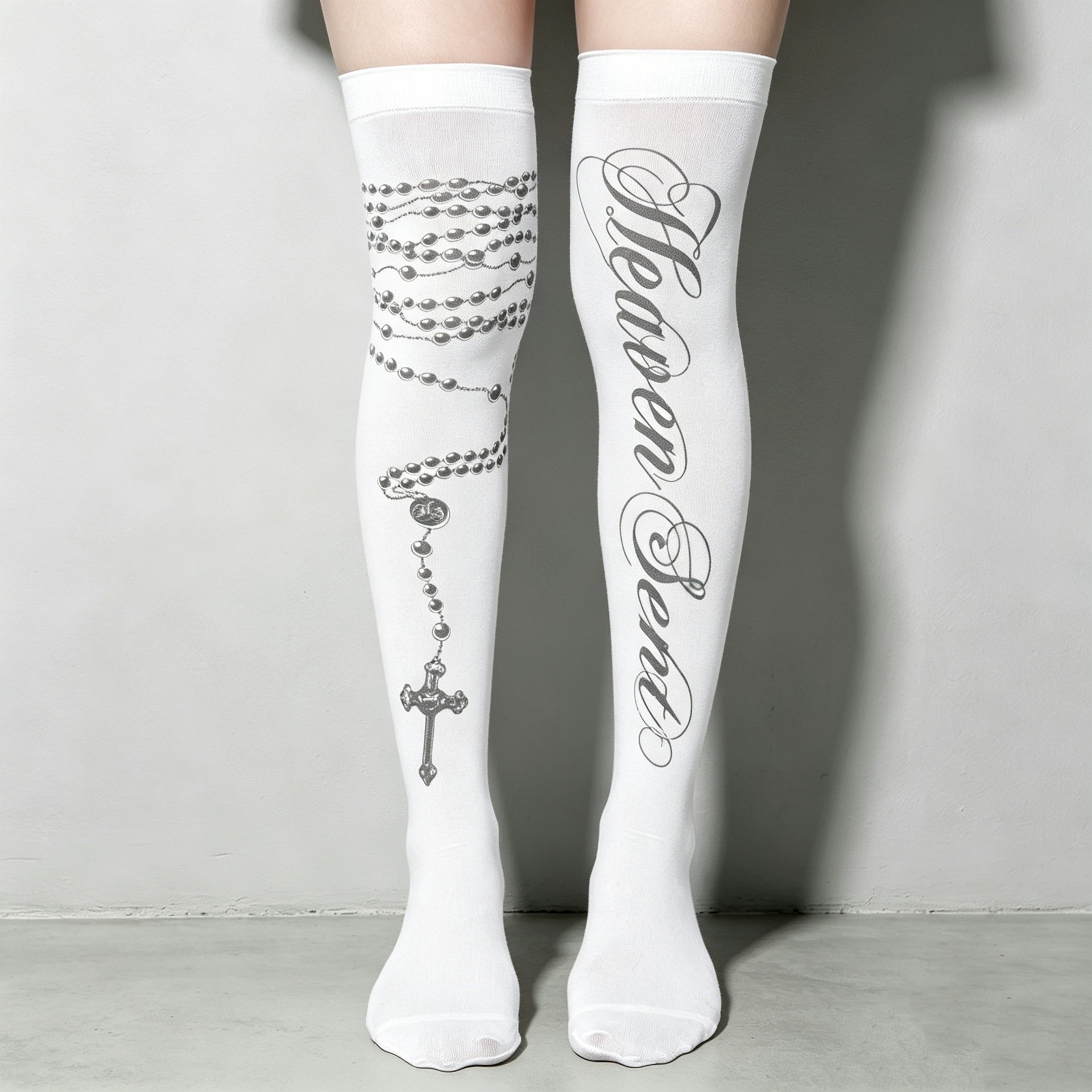 Summer thin y2k note print socks breathable non-slip knee socks for…