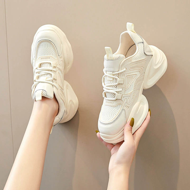 Спортивная обувь Torre на толстой подошве в Корейском стиле, женские весенне-летние новые популярные туфли, универсальные сетчатые повседневные белые туфли, модные