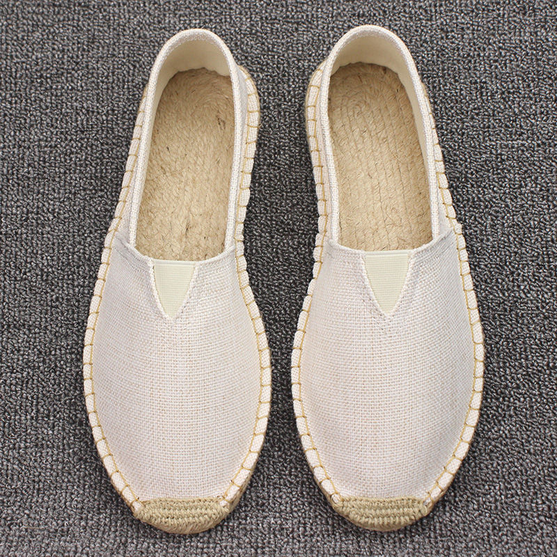 Summer Handmade Linen Sole Straw Shoes Men's Slip-on Lazy Fisherman Shoes Casual Breathable Sweat Absorbing Single Shoes Sail Roga