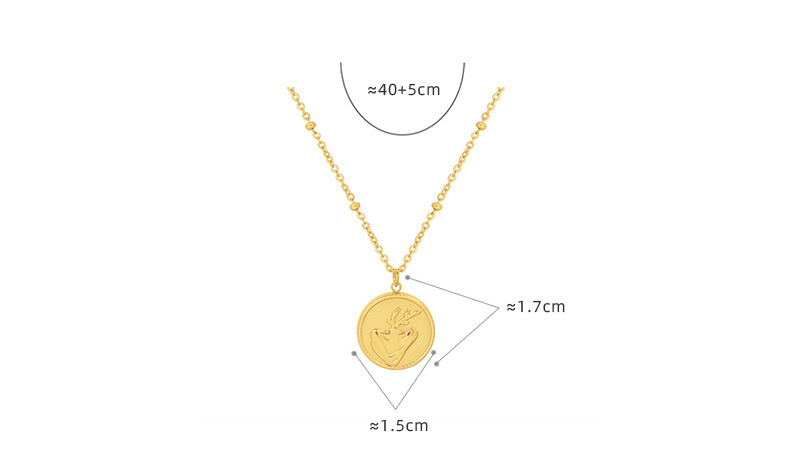 European And American Simple Round Brand Necklace Titanium Steel Plated 18k Real Gold Jewelry display picture 1