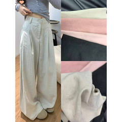 奶芙西装阔腿裤女2025春季新款高腰显瘦宽松冰丝拖地慵懒风长裤夏